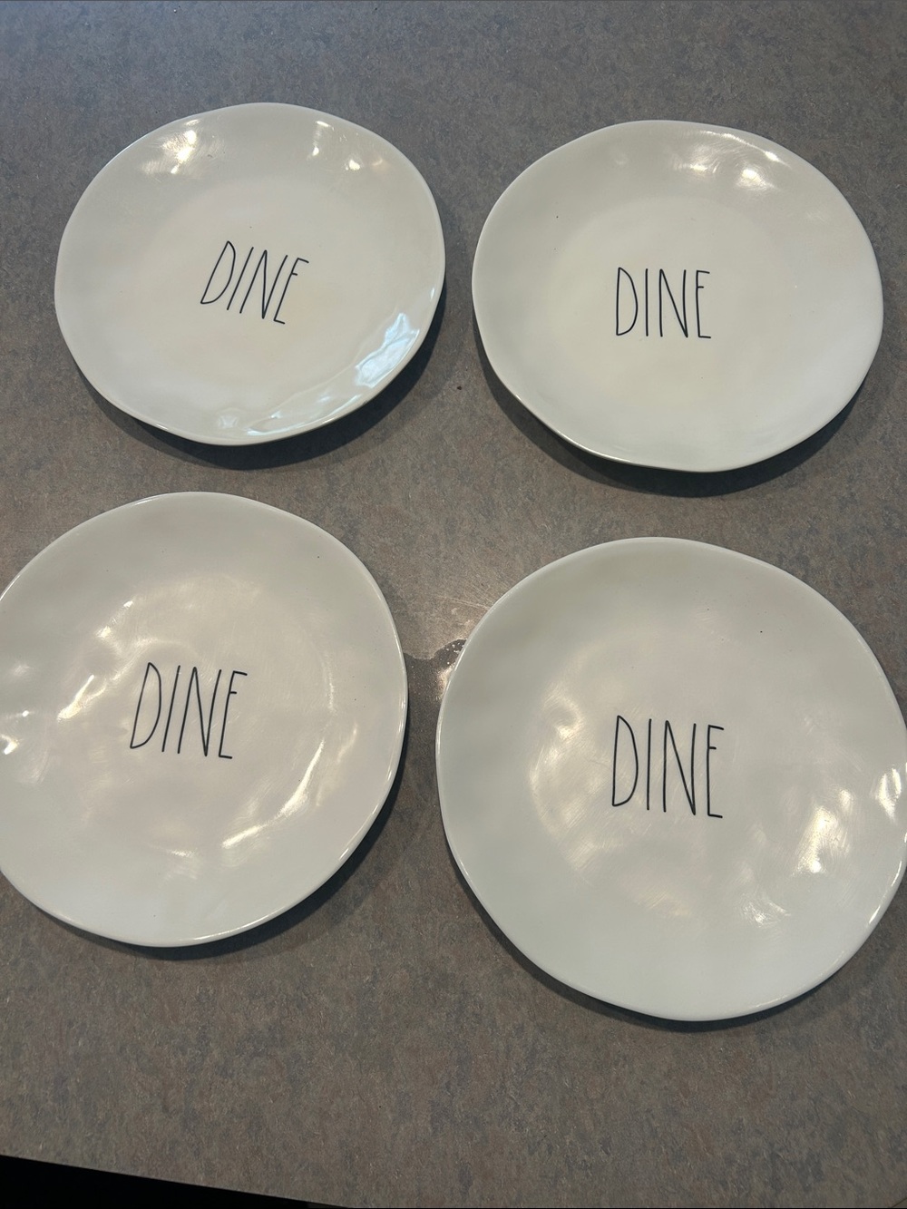 Rae Dunn White 'DINE' melamine Salad Plates - Set of 4